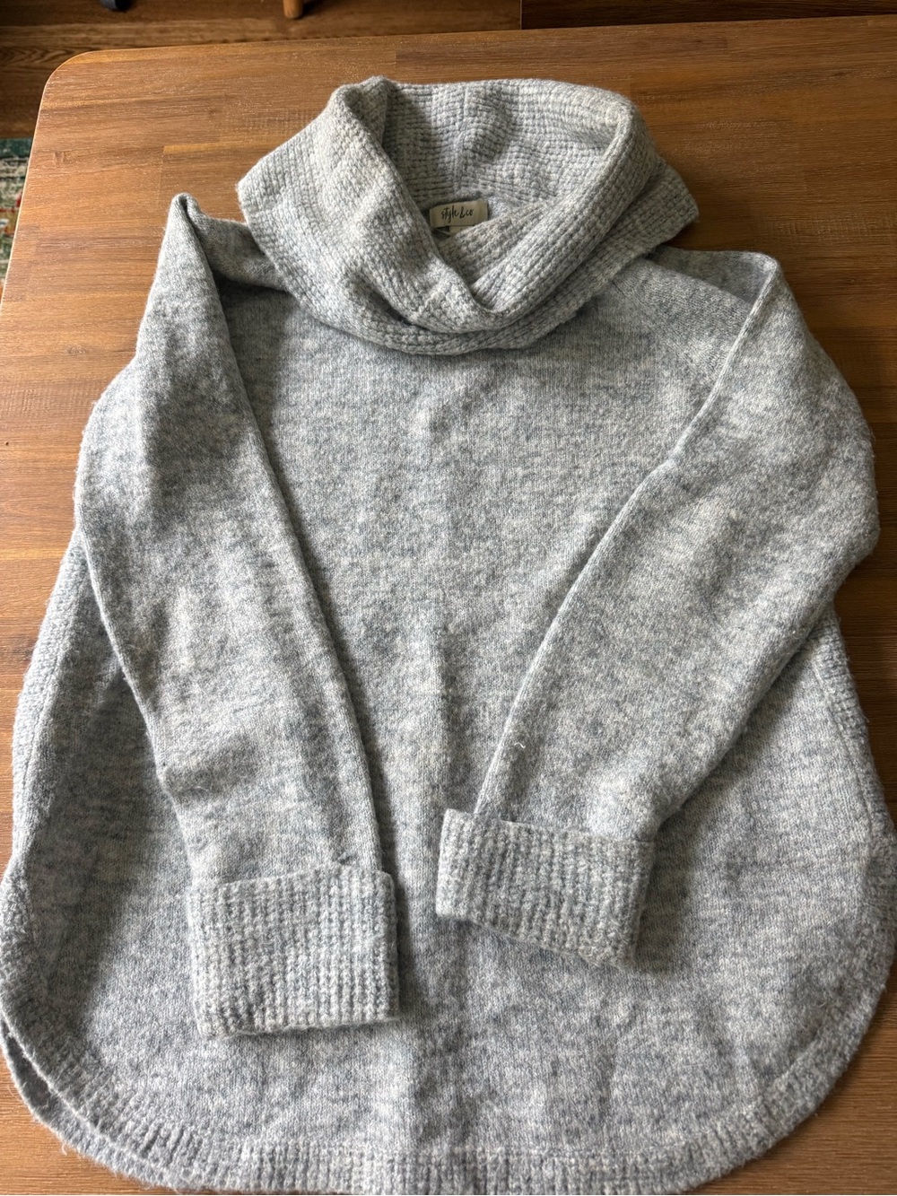 Style & Co. Light Gray Cowl Neck Sweater
